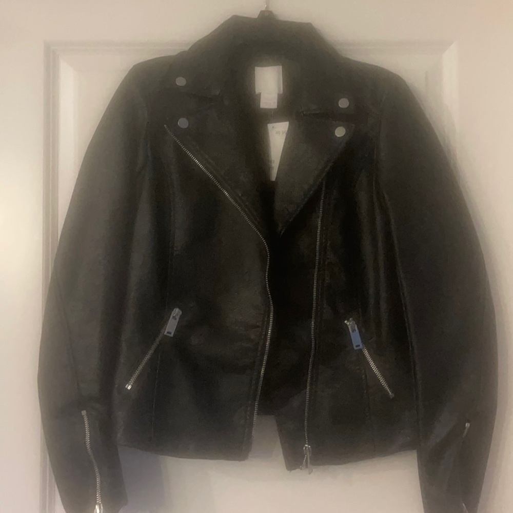 H & M leather-like jacket.   Black size 2.
